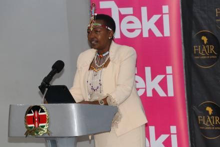The First Lady Rachael Ruto addresses participants at event