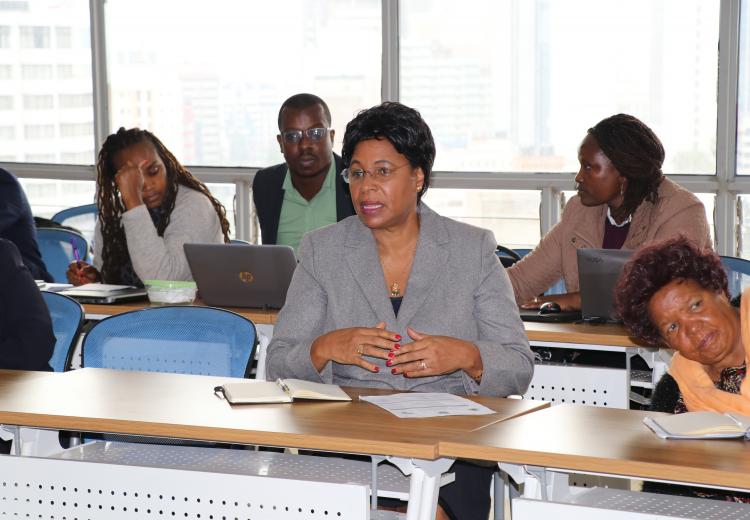 Prof Margaret Kobia contributes during session discussions