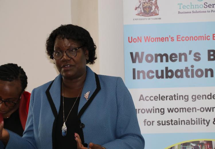 Mrs. Rose Mureithi makes presentation on Incubation Project