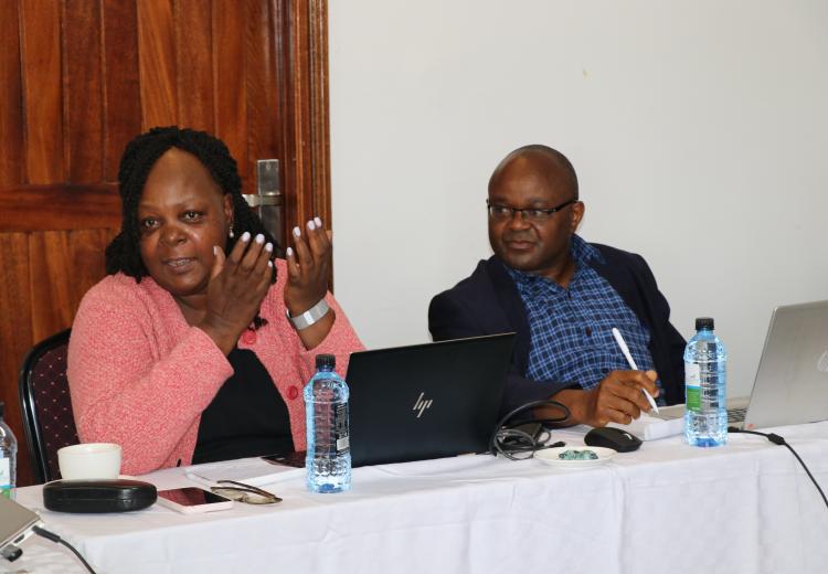 Ms. Catherine Muoki contributes to discussions; looking on : Mr. Kinoti Muriuki