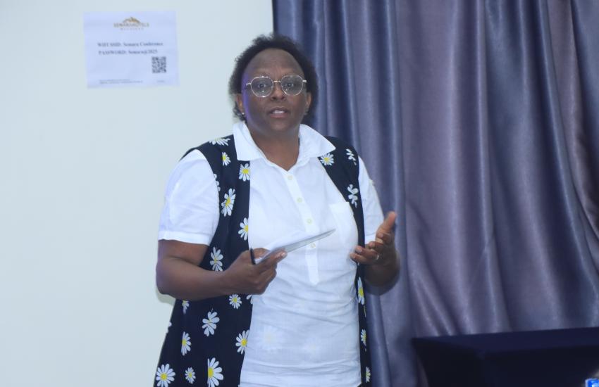 Prof. Mary Mbithi makes presentation during partnership meeting