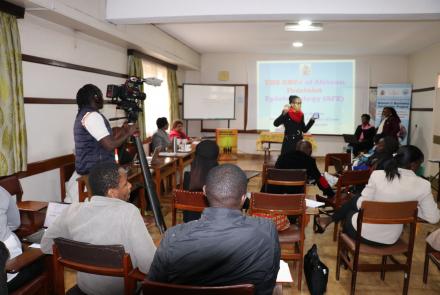 Dr. Nkatha Kabira makes presentation during writer's workshop