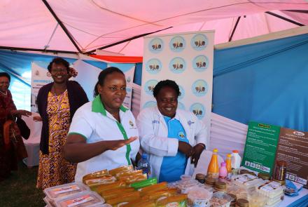 Mwende and Zipporah display products at WEE Hub exhibition stand