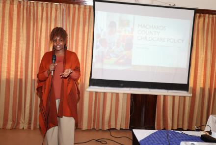 Rachael Keeru addresses participants during public participation meeting